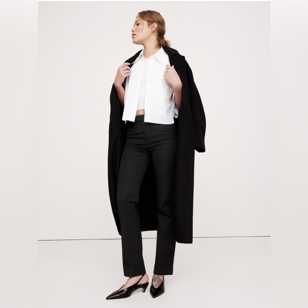 NWT Banana Republic Mid Rise Straight Sloan Black Pants Sz 4/P (#754557)